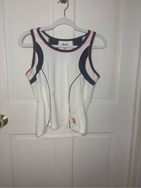 Bolle White Athletic Tank Top with Navy and Pink Trim size M